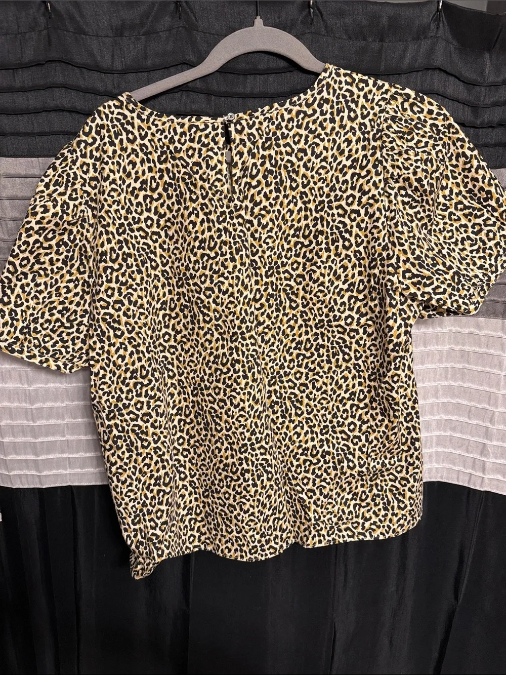 J. Crew Leopard-Print Puff Sleeve Blouse - Tan & Black